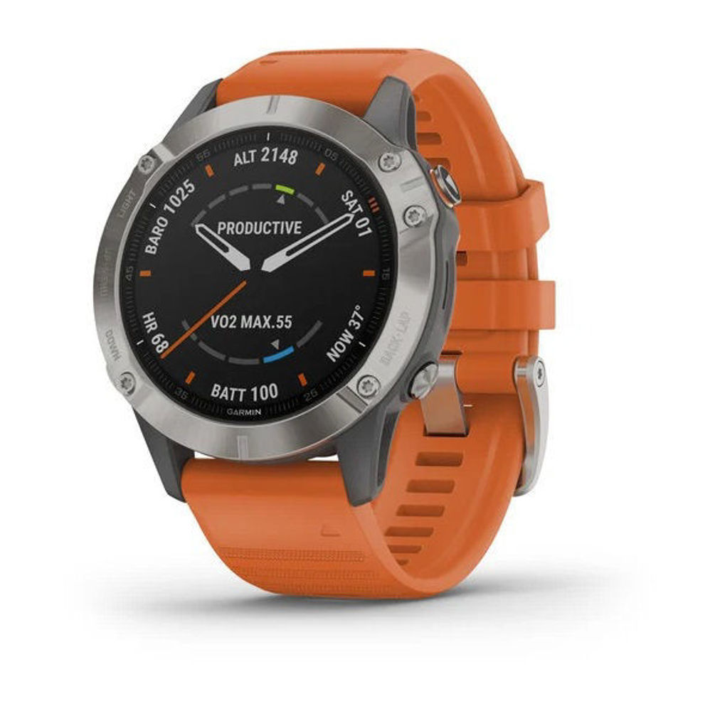 Picture of Garmin Fenix 6 Sapphire Titanium / Ember orange remen